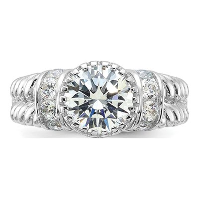 Sterling Silver CZ Rope Design Engagement Ring – view 5