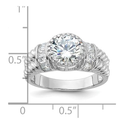 Sterling Silver CZ Rope Design Engagement Ring – view 6