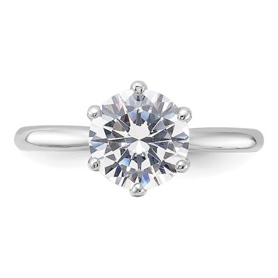Sterling Silver CZ Prong Solitaire Engagement Ring – view 5