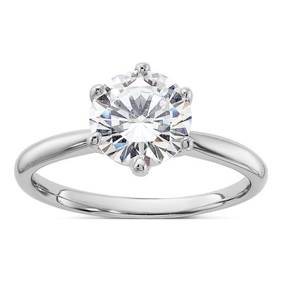Sterling Silver CZ Prong Solitaire Engagement Ring