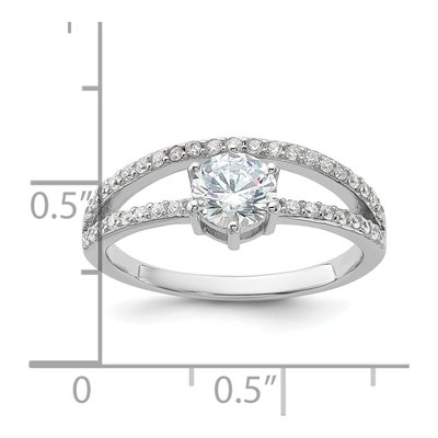 Sterling Silver CZ Double Ring – view 6