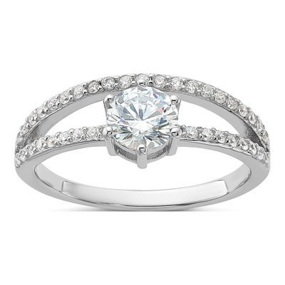 Sterling Silver CZ Double Ring