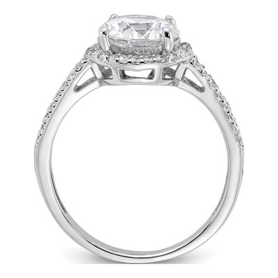 Sterling Silver CZ Halo Engagement Ring – view 3