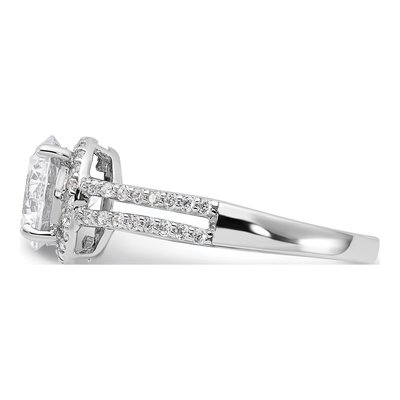 Sterling Silver CZ Halo Engagement Ring – view 4