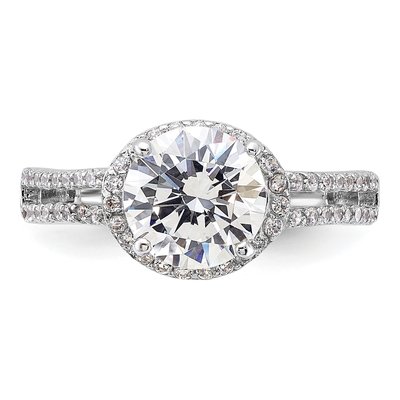 Sterling Silver CZ Halo Engagement Ring – view 5