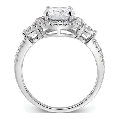 Sterling Silver CZ Halo Engagement Ring – view 3