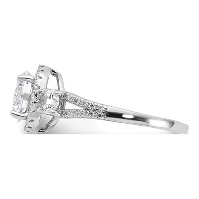 Sterling Silver CZ Halo Engagement Ring – view 4