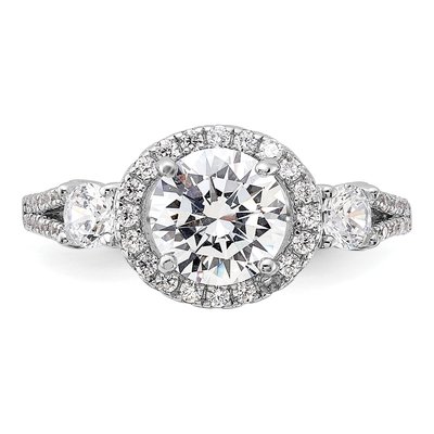 Sterling Silver CZ Halo Engagement Ring – view 5