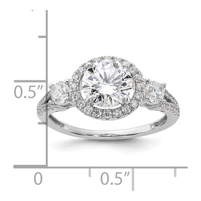 Sterling Silver CZ Halo Engagement Ring – view 6