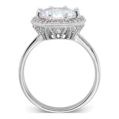 Sterling Silver CZ Round Halo Ring – view 3