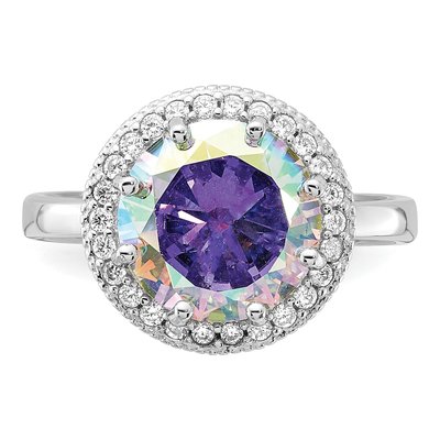 Sterling Silver CZ Round Halo Ring – view 5