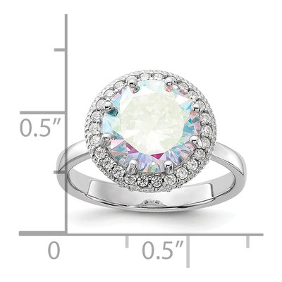Sterling Silver CZ Round Halo Ring – view 6