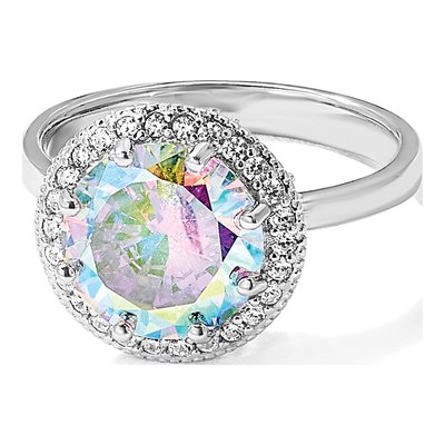 Sterling Silver CZ Round Halo Ring – view 8