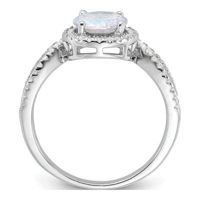 Sterling Silver CZ Iridescent Halo Ring – view 4