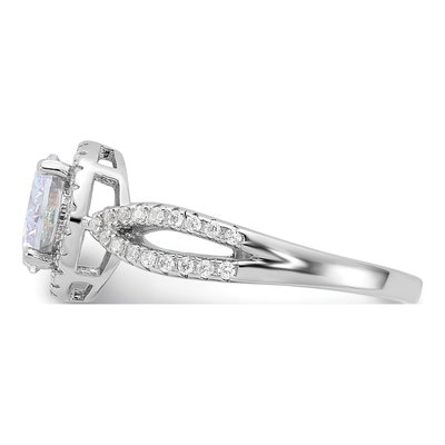 Sterling Silver CZ Iridescent Halo Ring – view 5