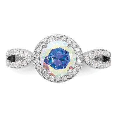 Sterling Silver CZ Iridescent Halo Ring – view 6