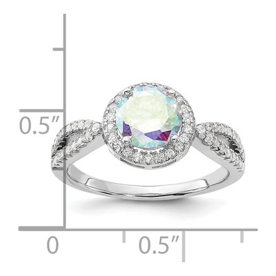 Sterling Silver CZ Iridescent Halo Ring – view 7