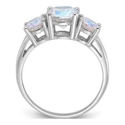 Sterling Silver CZ Iridescent 3-Stone Ring – view 3