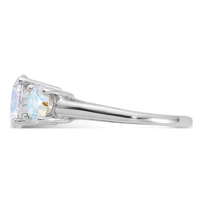 Sterling Silver CZ Iridescent 3-Stone Ring – view 4