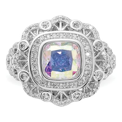 Sterling Silver CZ Clear Iridescent Ring – view 5
