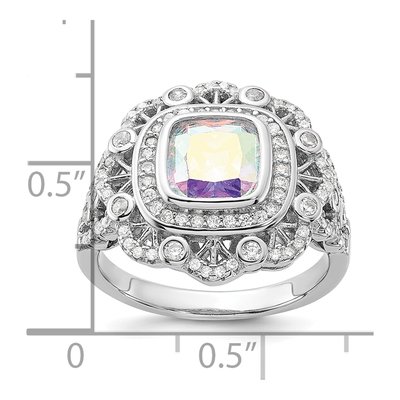 Sterling Silver CZ Clear Iridescent Ring – view 6