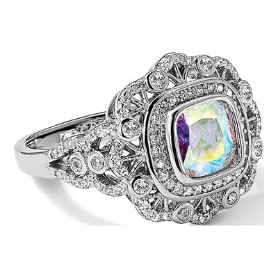 Sterling Silver CZ Clear Iridescent Ring – view 8