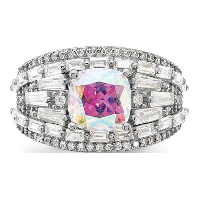 Sterling Silver CZ Clear Iridescent Ring – view 5