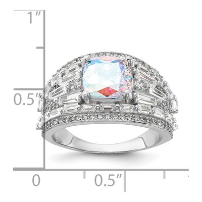 Sterling Silver CZ Clear Iridescent Ring – view 6