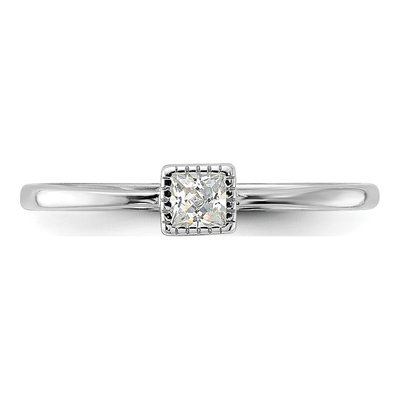 Sterling Silver CZ Square Promise Ring – view 5