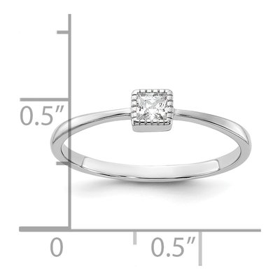 Sterling Silver CZ Square Promise Ring – view 6