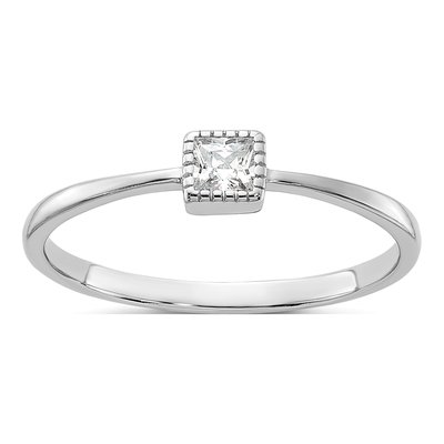 Sterling Silver CZ Square Promise Ring