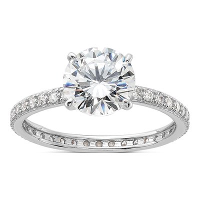 Sterling Silver CZ Solitaire Eternity Ring