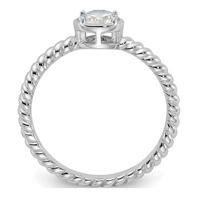 Sterling Silver CZ Twisted Engagement Ring – view 3