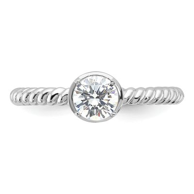 Sterling Silver CZ Twisted Engagement Ring – view 5