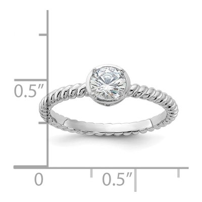 Sterling Silver CZ Twisted Engagement Ring – view 6