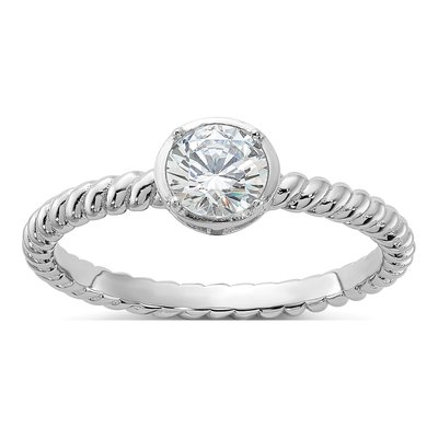 Sterling Silver CZ Twisted Engagement Ring