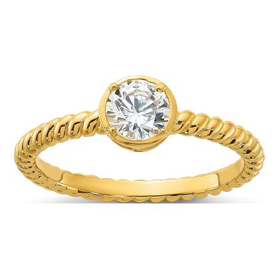 Gold-Plated Sterling Silver CZ Twisted Ring