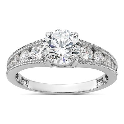 Sterling Silver CZ Channel Engagement Bridal Set