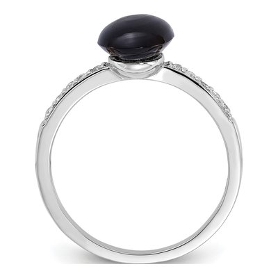 Sterling Silver Onyx & White Topaz 2WT Ring – view 3