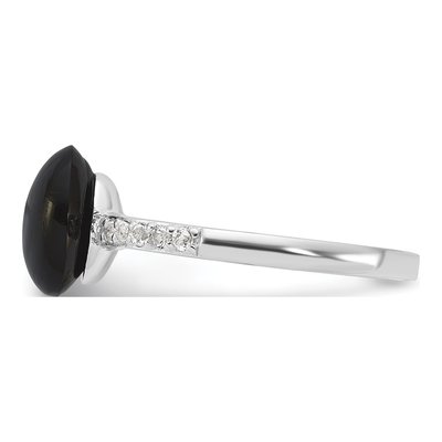 Sterling Silver Onyx & White Topaz 2WT Ring – view 4