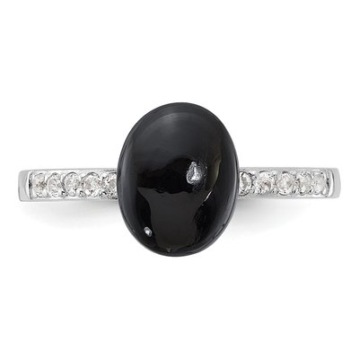Sterling Silver Onyx & White Topaz 2WT Ring – view 5
