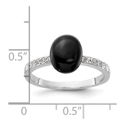 Sterling Silver Onyx & White Topaz 2WT Ring – view 6