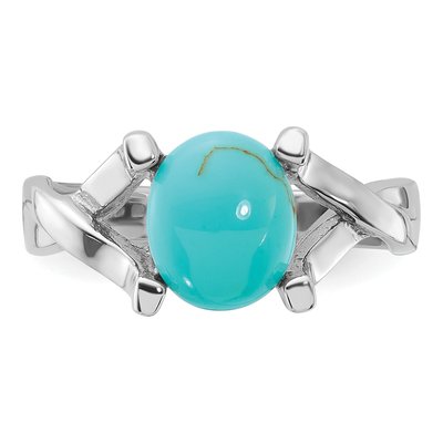 Sterling Silver Simulated Turquoise Ring – view 5