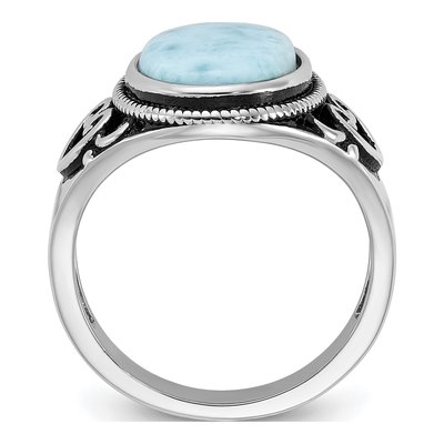 Sterling Silver Larimar Filigree Ring – view 3