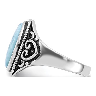 Sterling Silver Larimar Filigree Ring – view 4
