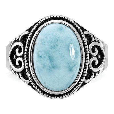Sterling Silver Larimar Filigree Ring – view 5