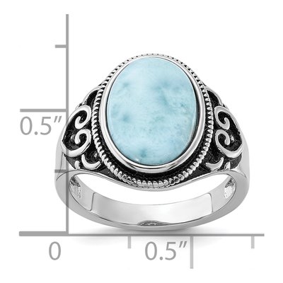 Sterling Silver Larimar Filigree Ring – view 6