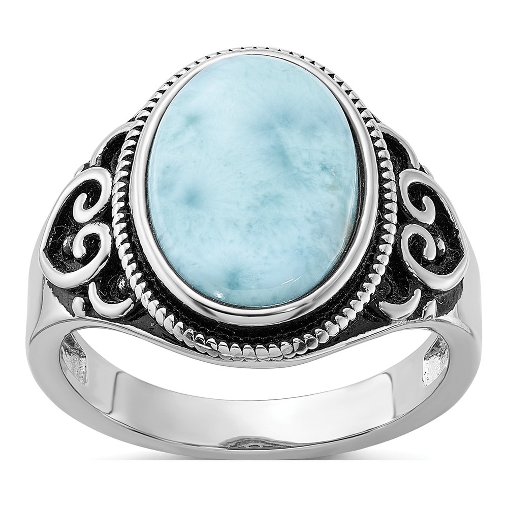 Sterling Silver Larimar Filigree Ring