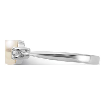Sterling Silver Freshwater Cultured Pearl & CZ Ring – view 3