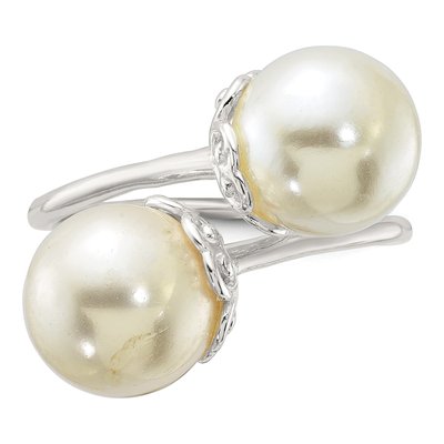Sterling Silver Simulated Pearl Ring – view 4